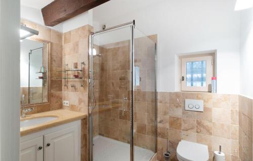 een badkamer met een douche, een toilet en een wastafel bij Amazing Home In Fayence With Wifi in Fayence