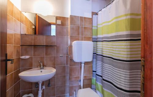 a bathroom with a sink and a toilet at Lovely Apartment In Rovinj With Kitchen in Rovinj