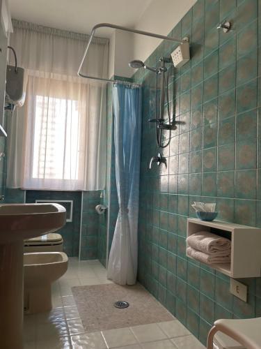 a bathroom with a shower and a toilet at Elios Apartment in Tropea