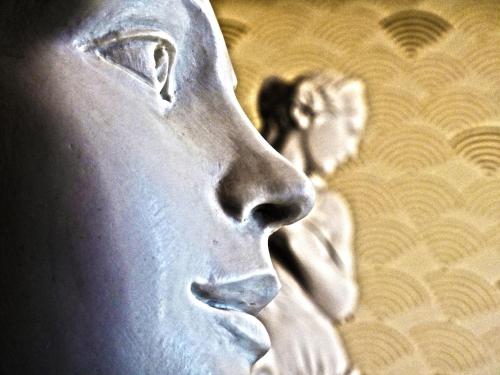a close up of a statue of a woman at Aphrodite View in Korakiaí