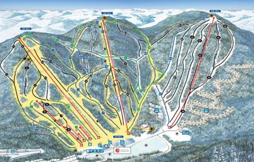 a map of a ski resort in the mountains at Chalet 23 Chemin des Quarante by Les Chalets Alpins in Stoneham