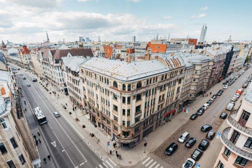 Vedere generală la Riga sau o vedere a orașului de la acest apartament