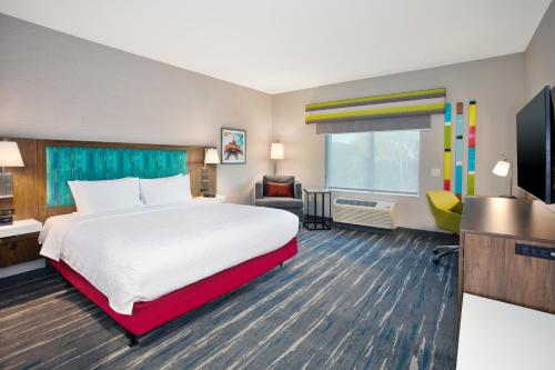 une chambre d'hôtel avec un lit et une télévision dans l'établissement Hampton Inn Paris, Tn, à Paris