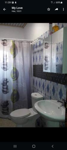 ヤウンデにあるDiaspo Meublésのトイレと洗面台付きのバスルーム