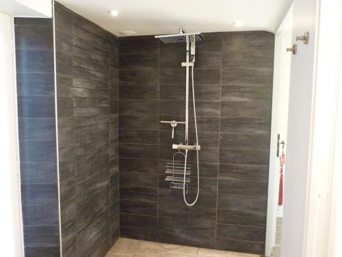 eine Dusche mit Duschkopf im Bad in der Unterkunft Hameau en cévennes Location Gîte de luxe in Saint-Étienne-Vallée-Française