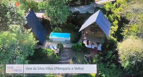 an aerial view of a house with a swimming pool at Vale da Silva Villas - Quinta in Albergaria-a-Velha