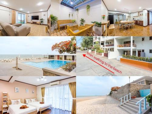 a collage of photos of a house with a pool at City white beach house2 Hua Hin in Hua Hin