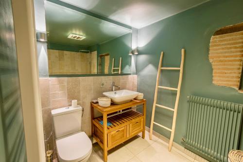 y baño con aseo y lavamanos. en Domaine de Roujol, en Brassac