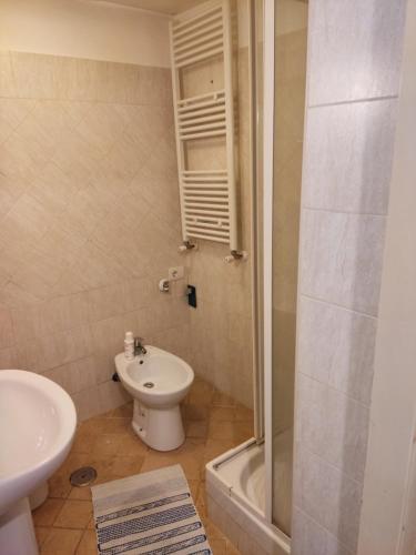 費辛隆尼的住宿－Casa PieRosa，浴室配有卫生间、盥洗盆和淋浴。