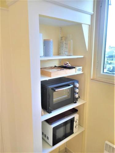 La cuisine est équipée d'un four micro-ondes et d'un grille-pain. dans l'établissement Le 5A, à Troyes