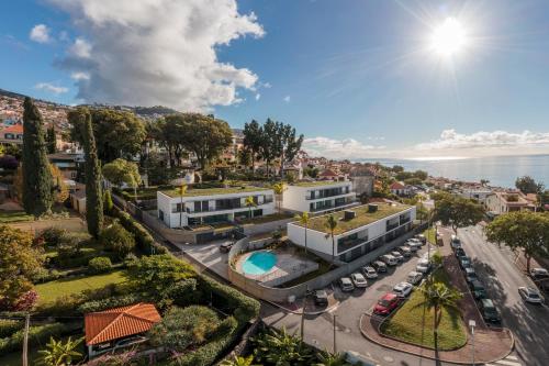 an aerial view of a city with a building at CASA DO MIRADOURO 7 by Heart of Funchal in Funchal