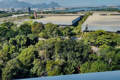 an aerial view of a building and trees at Rio Stay Suíte in Rio de Janeiro