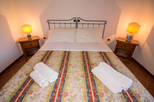 a bedroom with a large bed with two night stands at Agriturismo Tarantola in Alcamo