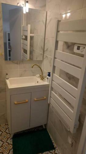 y baño con lavabo y espejo. en 40 sqm 1 bedroom next to Paris/Disney, en Joinville-le-Pont