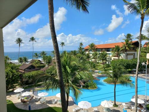 a view of the resort from the balcony at Estúdio Marulhos, varanda com vista de mar e parque aquático, à beira-mar de Muro Alto, wi-fi, restaurante, estacionamento e a 10' de Porto de Galinhas in Porto De Galinhas