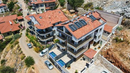 an overhead view of a house with an orange roof at Luxury Flat with Jacuzzi in Kas in Kas
