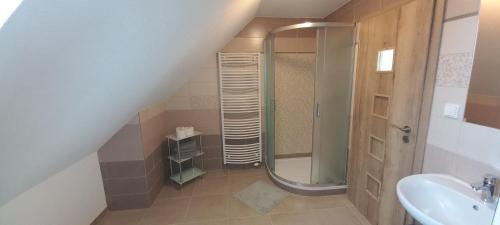 Kúpeľňa v ubytovaní Apartmán v Jámě