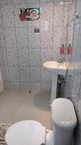 a bathroom with a toilet and a sink at HABITACION 2 CON BAÑO PRIVADO in Valdivia