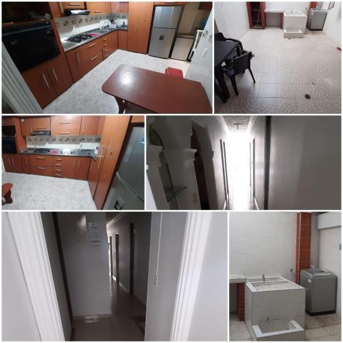 a collage of photos of a kitchen and a room at Casa Hostal Aromas. Habitación acomodacion multiple in Bucaramanga