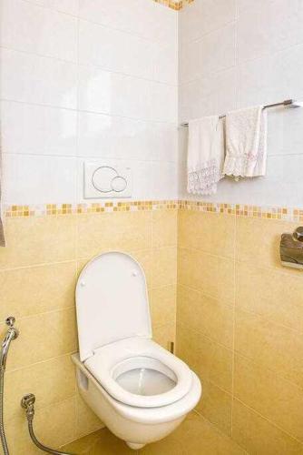 a bathroom with a white toilet in a room at Villa Gardesana Torri del Benaco in Torri del Benaco