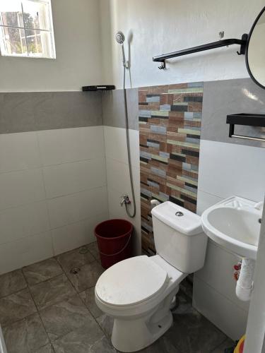 a bathroom with a toilet and a sink at Block 7 Dormitelle - Balanga City in Balanga
