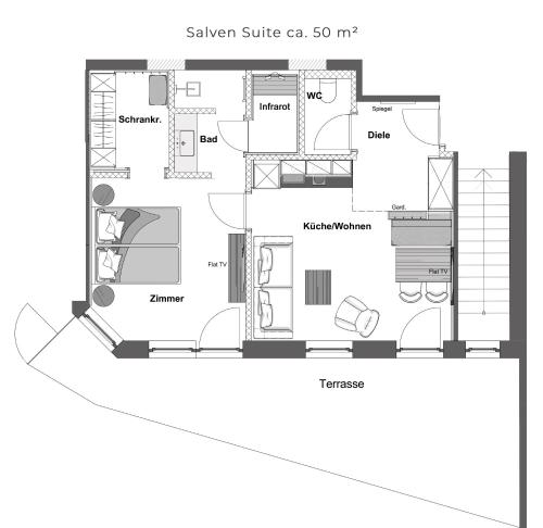 a floor plan of a house at Hotel AlpenSchlössl in Söll