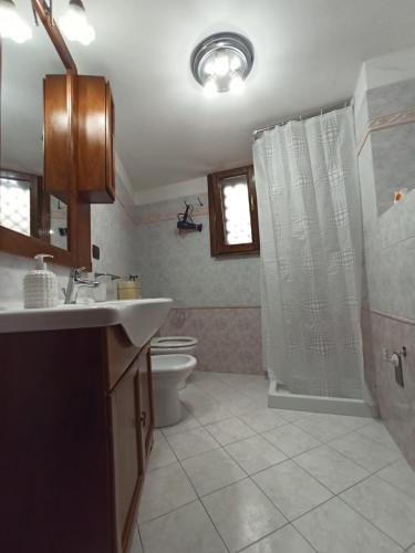 a bathroom with a shower and a sink and a toilet at Meraviglie Salentine in Lequile