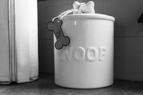 a white container with a dog key in it at City home with parking and garden- pet friendly in Chester