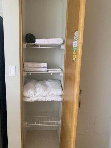 a room with a closet with a bed in it at Bello apartamento en Evaristo Morales, 1 BR in Santo Domingo