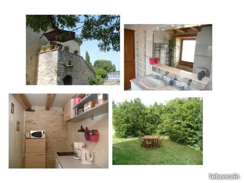 un collage de photos d'une cuisine et d'une maison dans l'établissement Gîte du Plaçal, à Aujols