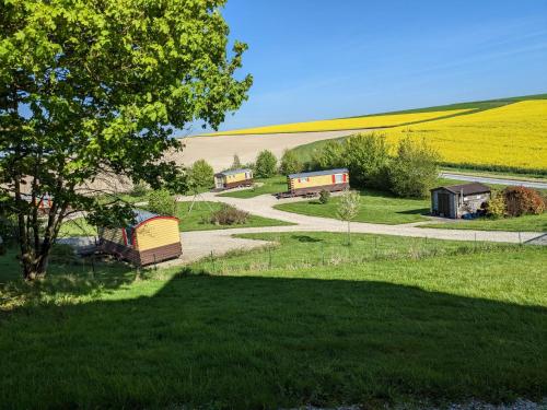 un campo con un árbol y un camino de tierra en Nuits Insolites d Argonne en Varimont