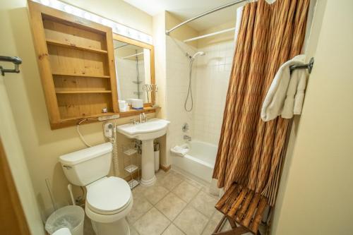 a bathroom with a toilet and a sink and a shower at Dakota Lodge 8481 in Keystone