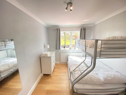 a bedroom with two bunk beds and a window at Three bedrooms house in Windsor in Windsor