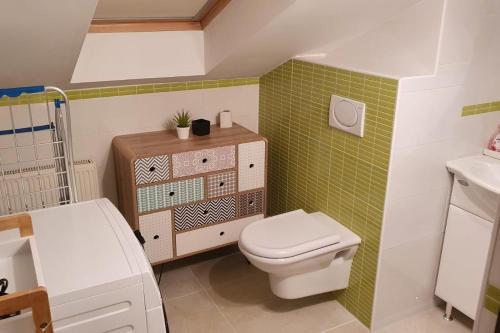 Baño pequeño con aseo y lavamanos en Holiday house with a parking space Tuheljske Toplice, Zagorje - 21224, en Dubrovčan