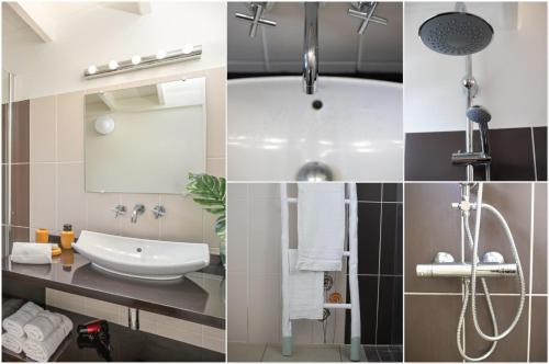 a collage of photos of a bathroom with a sink at PARADISE BAY in Le Robert