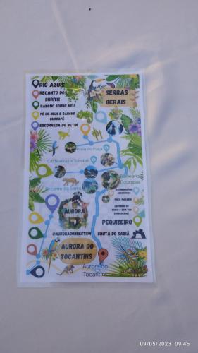 a sign with a map of different animals on it at Pousada Auroranascerdosol in Manhã