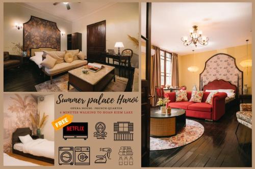 a collage of pictures of a living room at High-class French villa 168m2 by SSens Homes in Hanoi