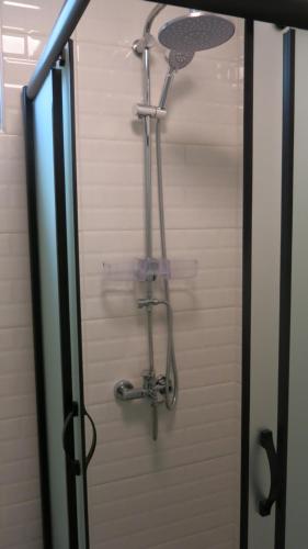 a shower is shown through a glass door at Summer House by the Sea - 40 m to the beach in Side