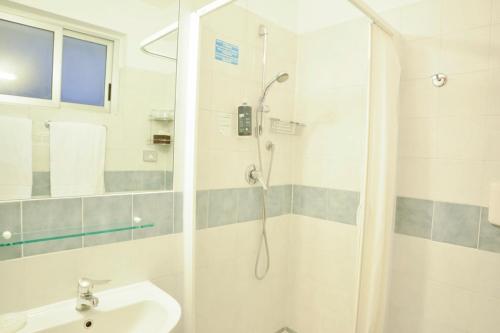 a bathroom with a shower and a sink at eco Hotel Milano & BioRiso Restaurant in Milan