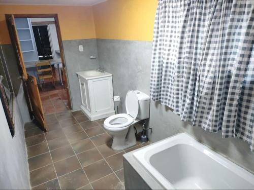 bagno con servizi igienici e lavandino di Blue Mountain Farm Lodge, Cabins & Cottages a Swellendam