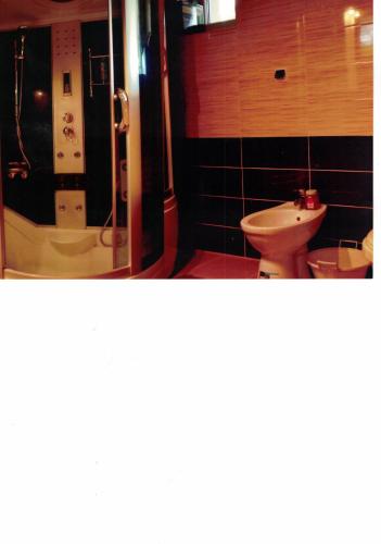 een badkamer met een toilet en een wastafel bij Niebocko in Niebocko