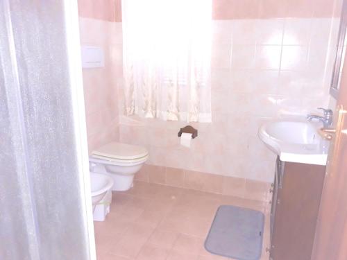 La salle de bains est pourvue de toilettes et d'un lavabo. dans l'établissement One bedroom house with sea view enclosed garden and wifi at Canosa Sannita, à Canosa Sannita