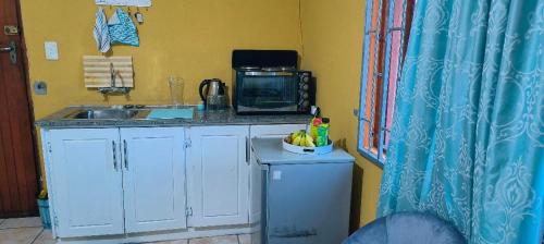 a small kitchen with a sink and a microwave at The Homestead Richardsbay in Richards Bay