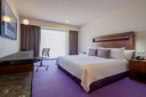 a hotel room with a large bed and a desk at Camino Real Pedregal Mexico in Mexico City