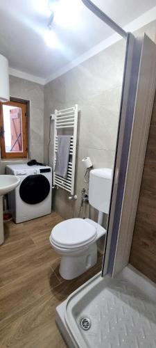 ピッツォフェッラートにあるCozy apartment in Pizzoferrato 55 m² with mountain viewのトイレと洗面台付きのバスルーム