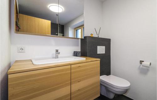 a bathroom with a sink and a toilet at Beautiful Apartment In Braz With Wifi in Braz