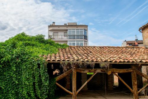 a building with a tile roof in front of a building at Blanch 1 in Tremp