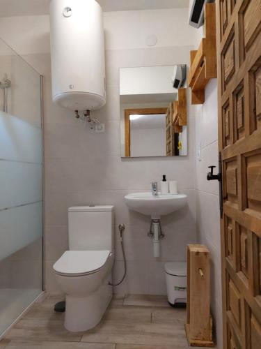 a bathroom with a toilet and a sink at ZENIA HOSTEL in Playa Flamenca