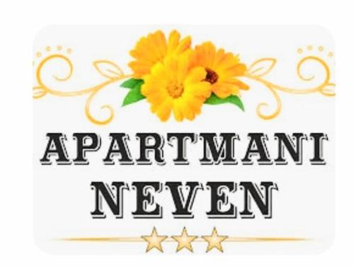 un signe avec une fleur jaune et une invention véhémente dans l'établissement Apartmani Neven, à Irig