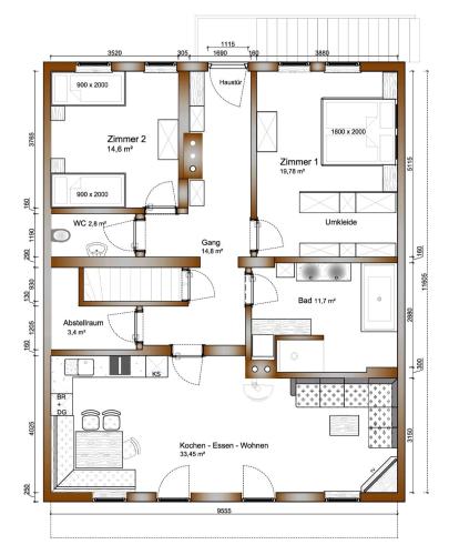 a floor plan of a house at Ferien am Sonnberg in Unken